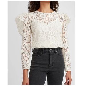 New Express Lace Puff Sleeve Top Size‎ Large